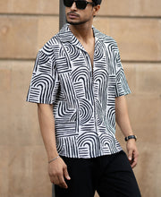 Black Abstract Lines Printed Shirt.