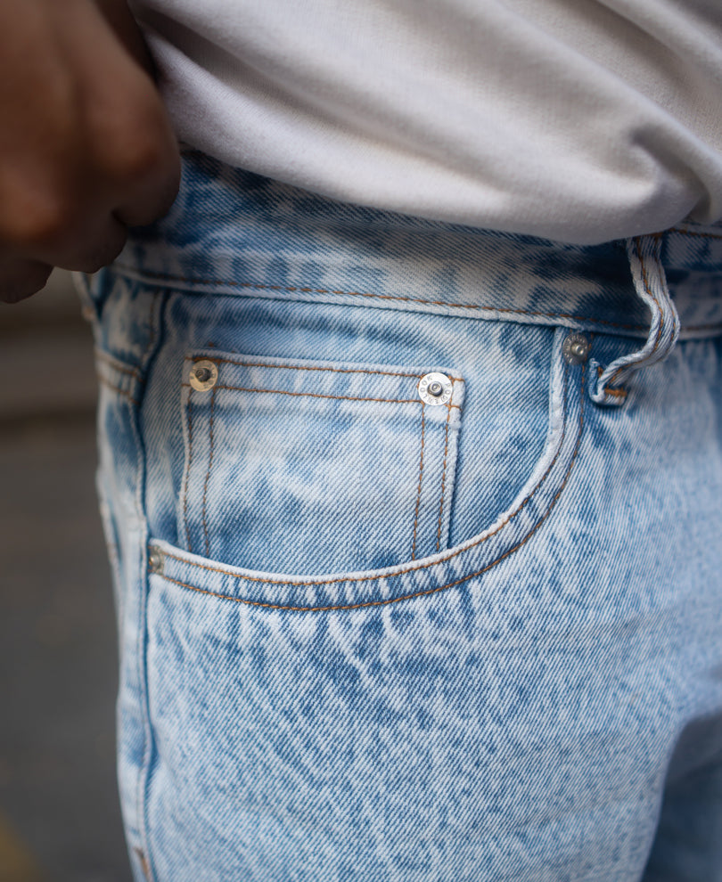 Mid Blue Baggy Fit Jeans.