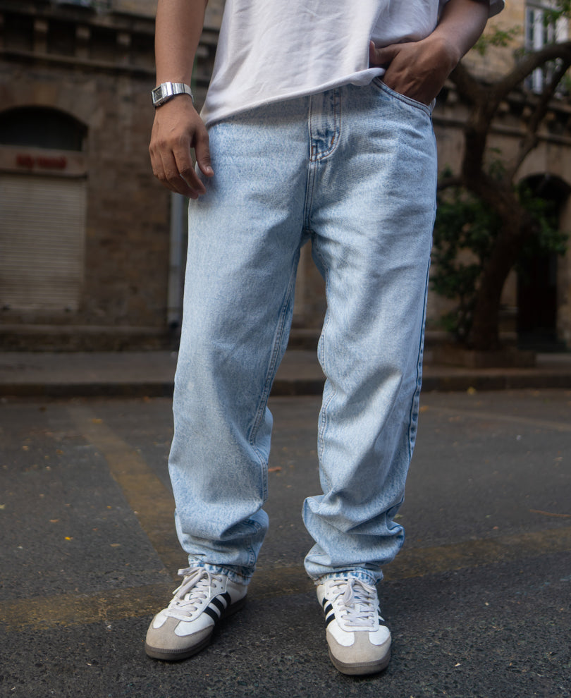 Mid Blue Baggy Fit Jeans.