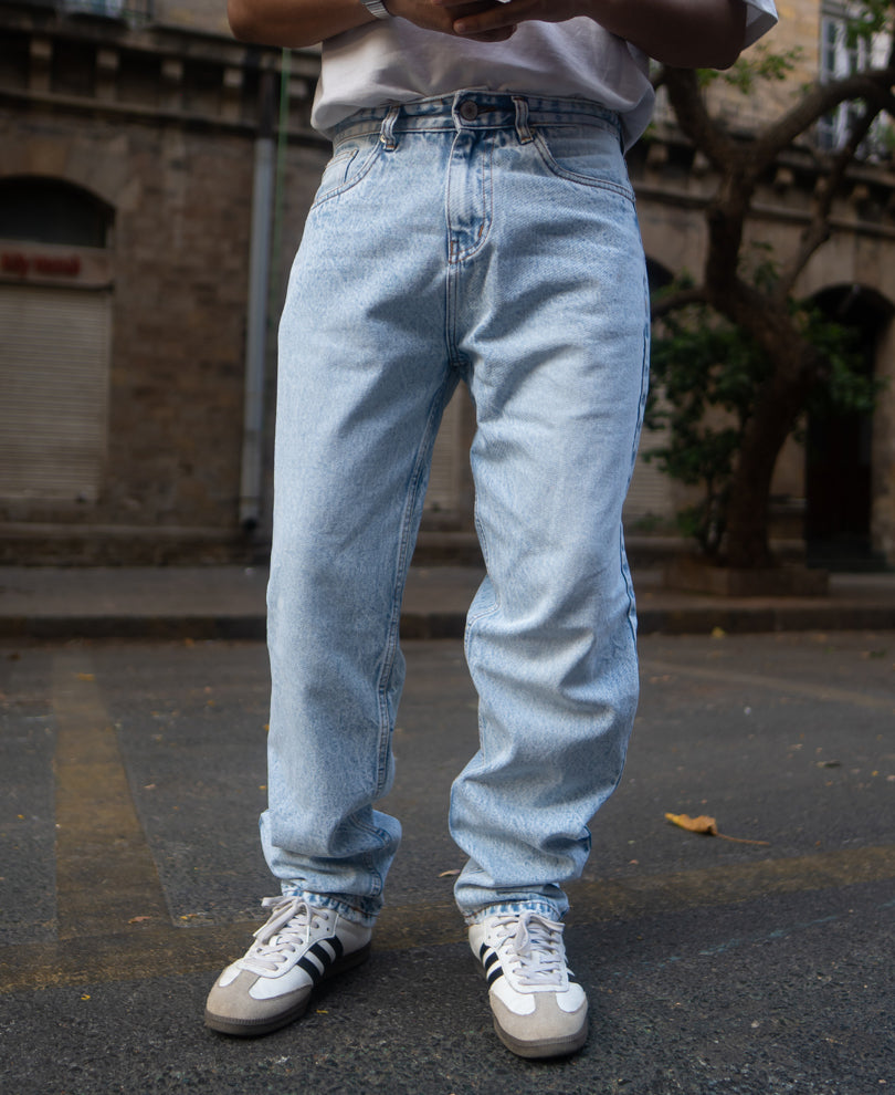 Mid Blue Baggy Fit Jeans.