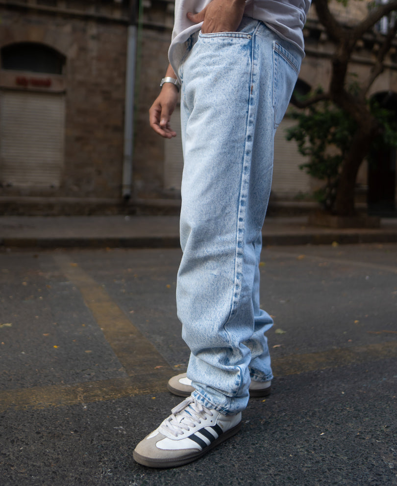 Mid Blue Baggy Fit Jeans.