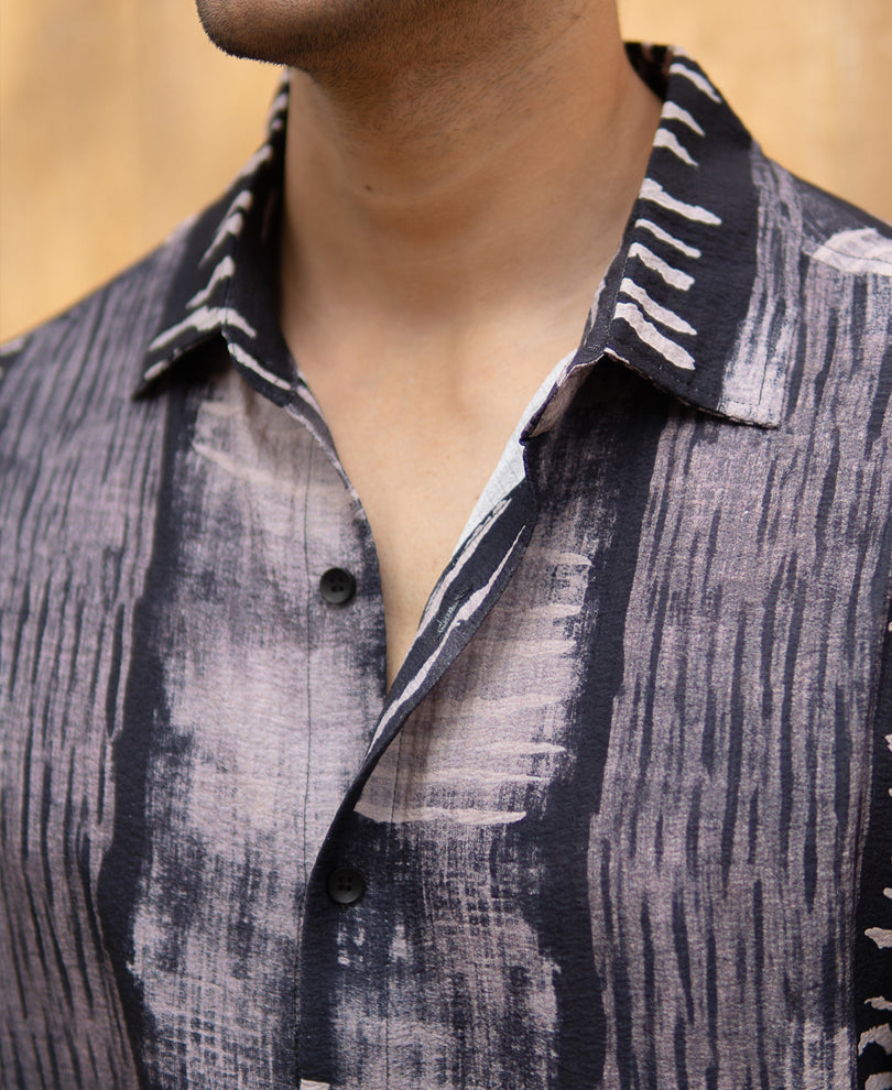 Grey Abstract Print Flowy Shirt.