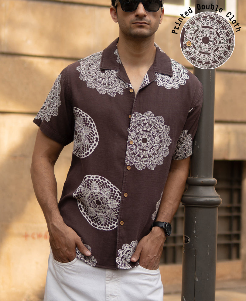 Brown Mandala Print Shirt.