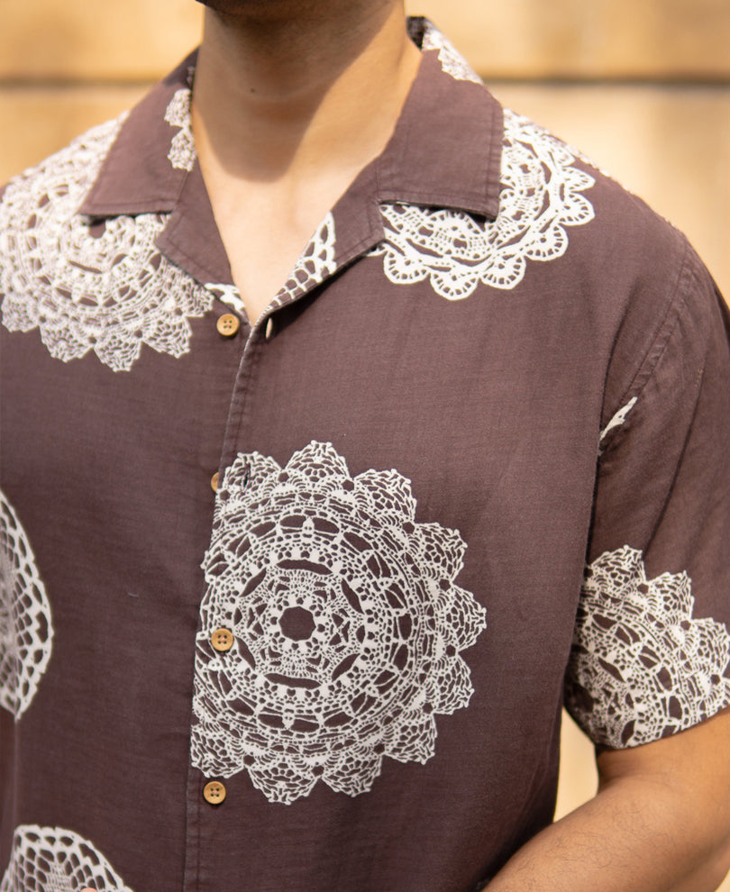 Brown Mandala Print Shirt.