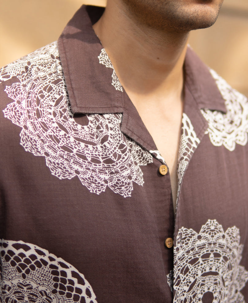 Brown Mandala Print Shirt.