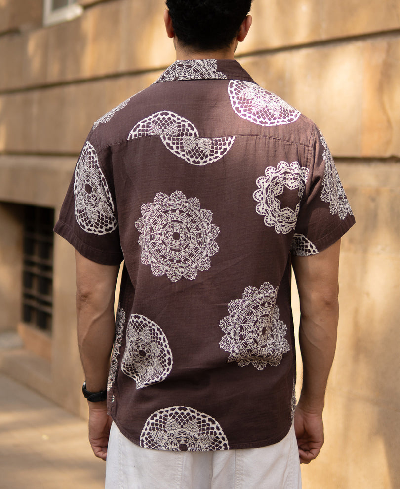 Brown Mandala Print Shirt.