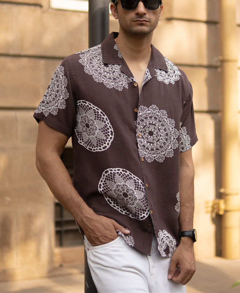 Brown Mandala Print Shirt.