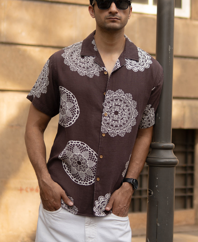 Brown Mandala Print Shirt.