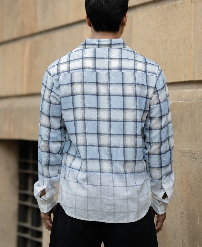 Light Blue Faded Checks Shirt.