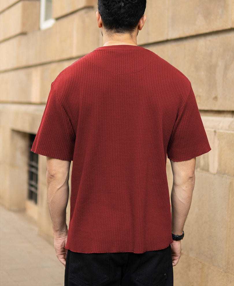 Brick Red Structured T-Shirt.