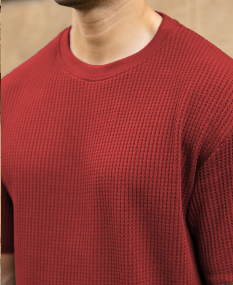 Brick Red Structured T-Shirt.
