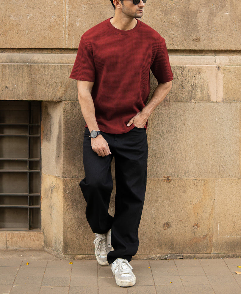 Brick Red Structured T-Shirt.