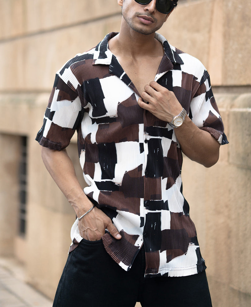 Multicolour Printed Pleat Shirt.
