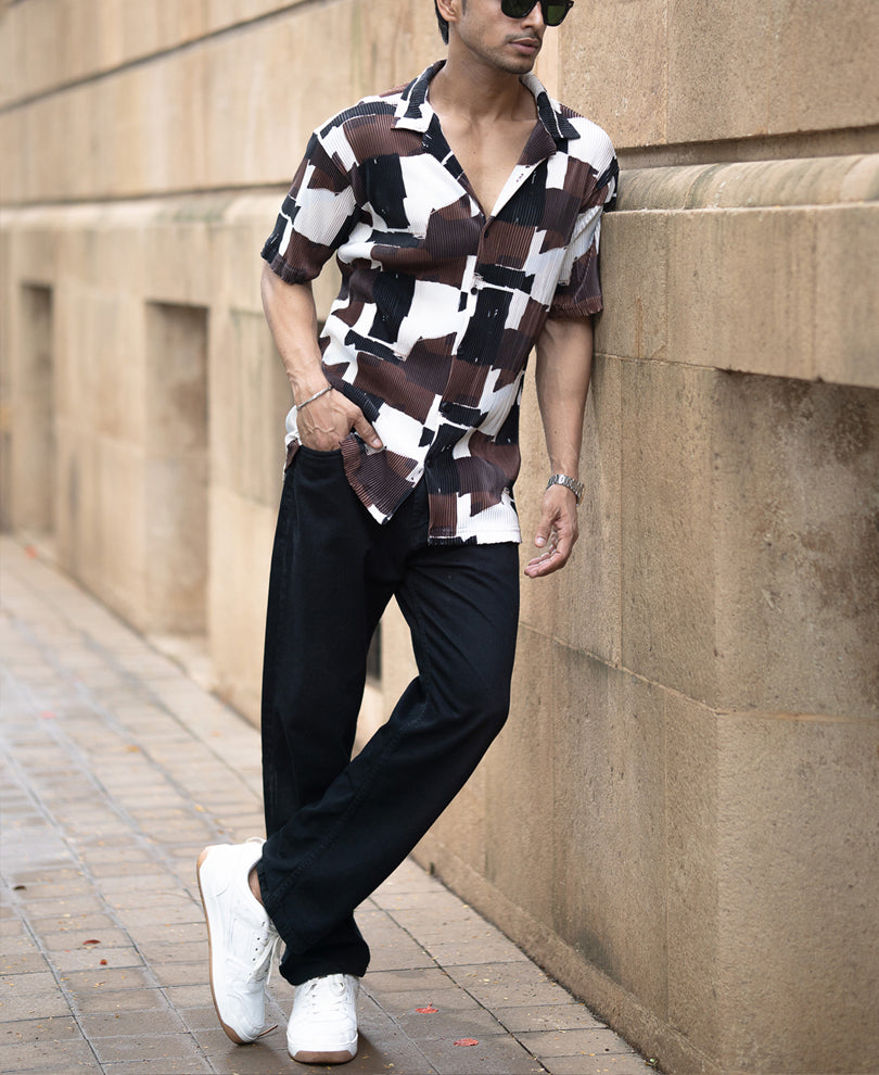 Multicolour Printed Pleat Shirt.