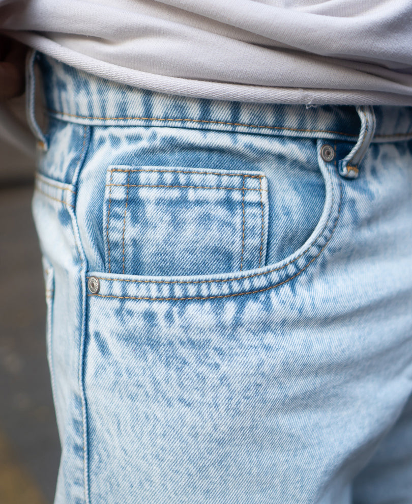 Ice Blue Washed Baggy Jeans.