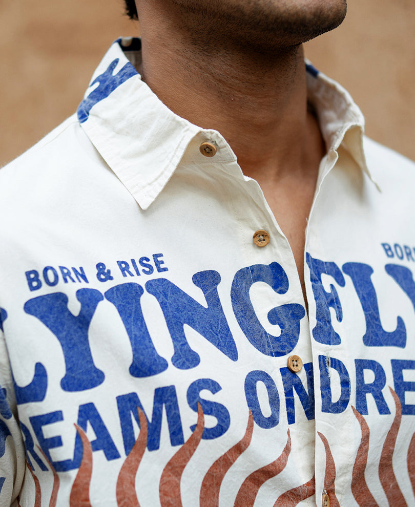 Multicolour Washed Printed Shirt.