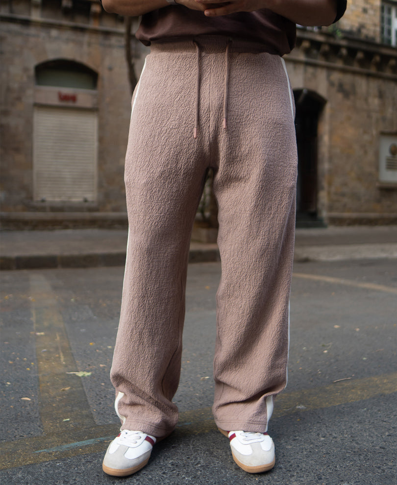 Dark Beige Knitted Baggy Fit Pant.