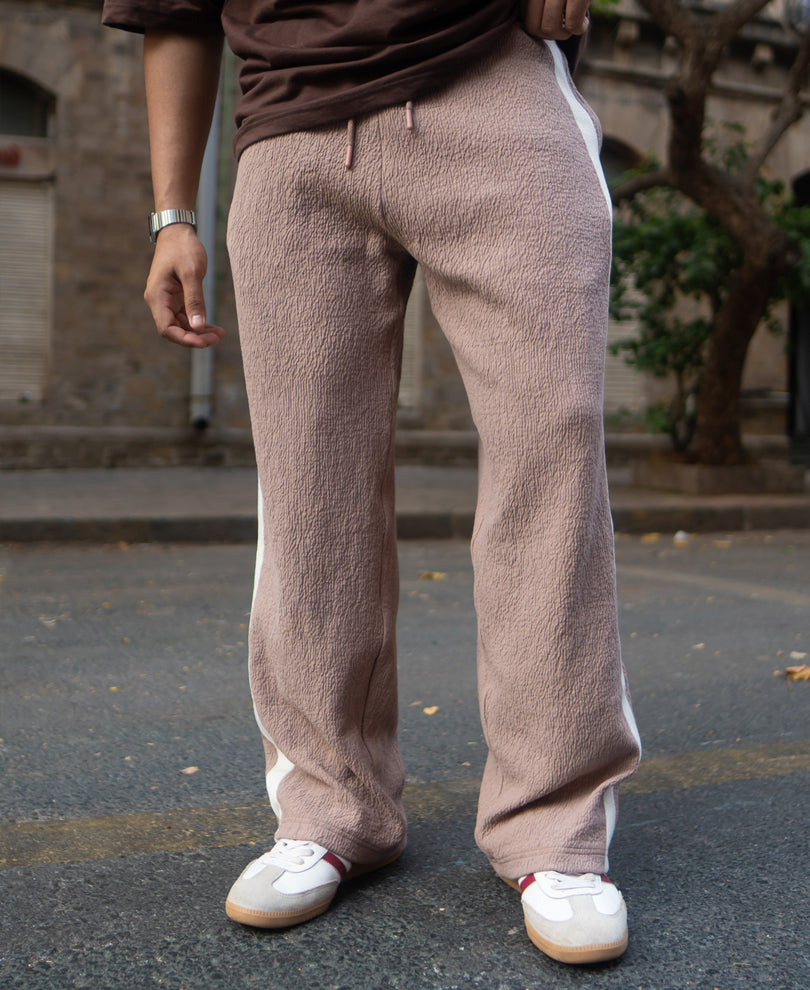 Dark Beige Knitted Baggy Fit Pant.
