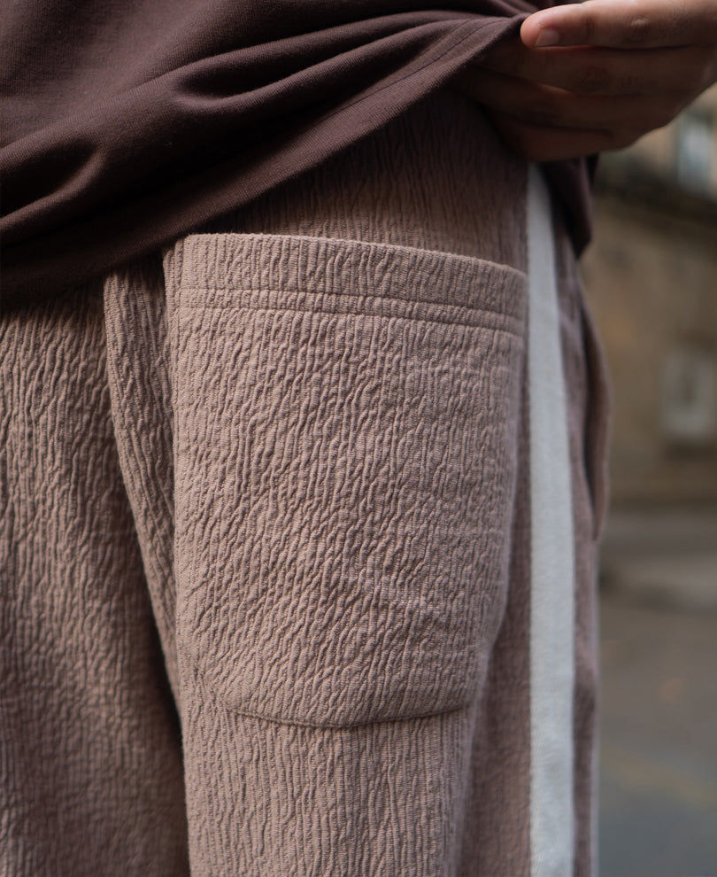 Dark Beige Knitted Baggy Fit Pant.