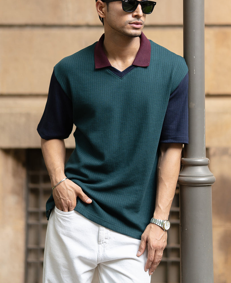 Multicolour Paneled T-Shirt.
