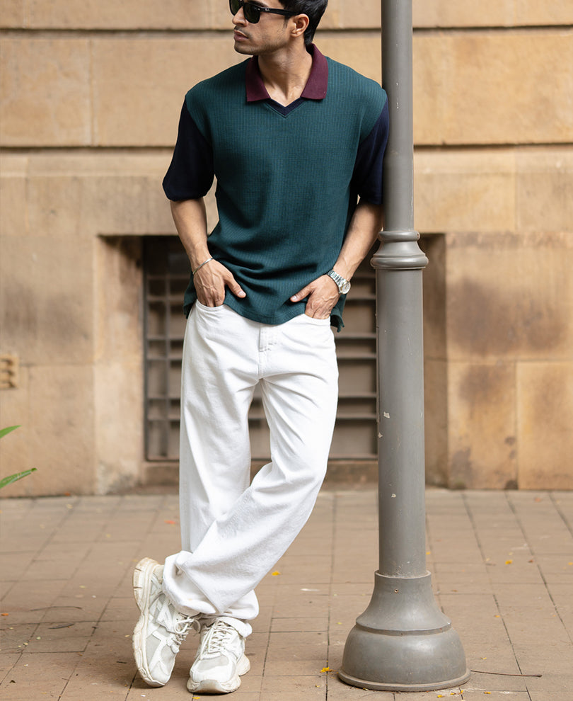 Multicolour Paneled T-Shirt.