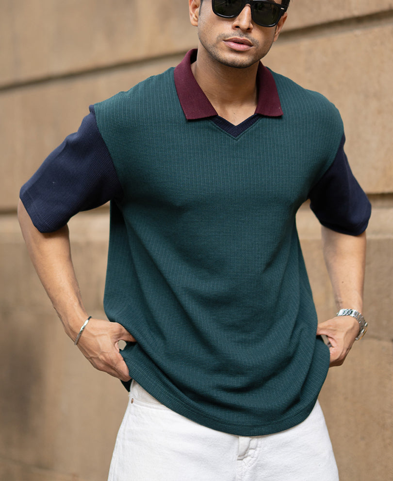 Multicolour Paneled T-Shirt.