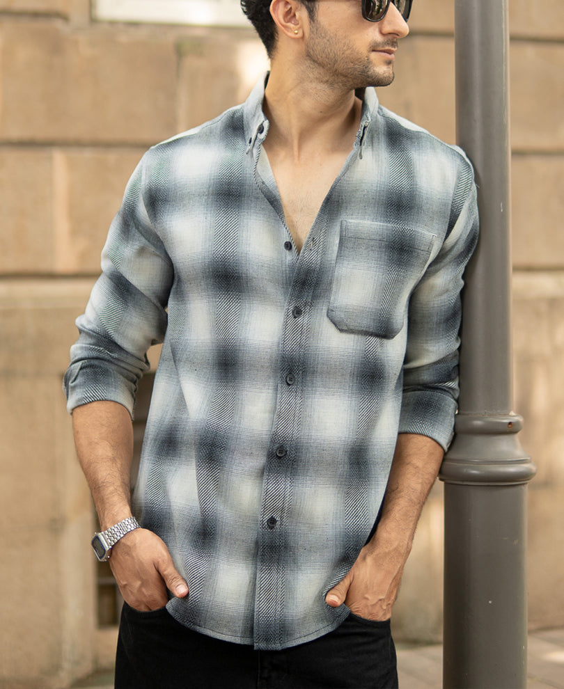 Grey Checks Button Down Shirt.