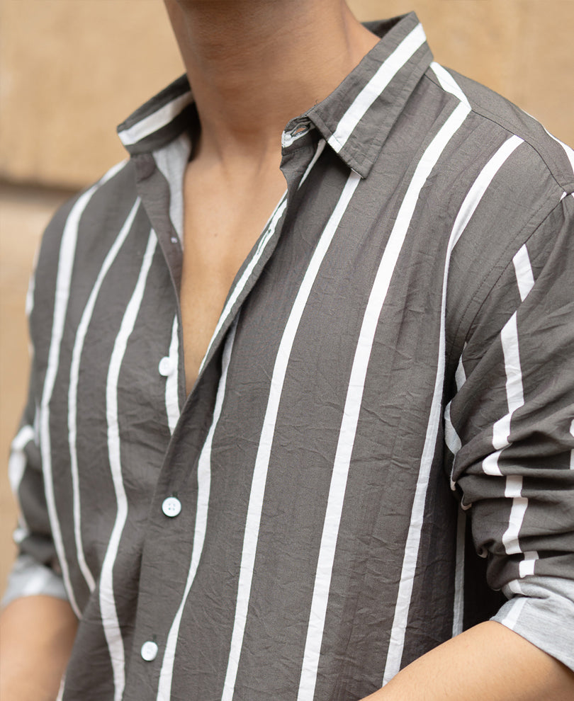 Olive Printed Stripe Shirt.
