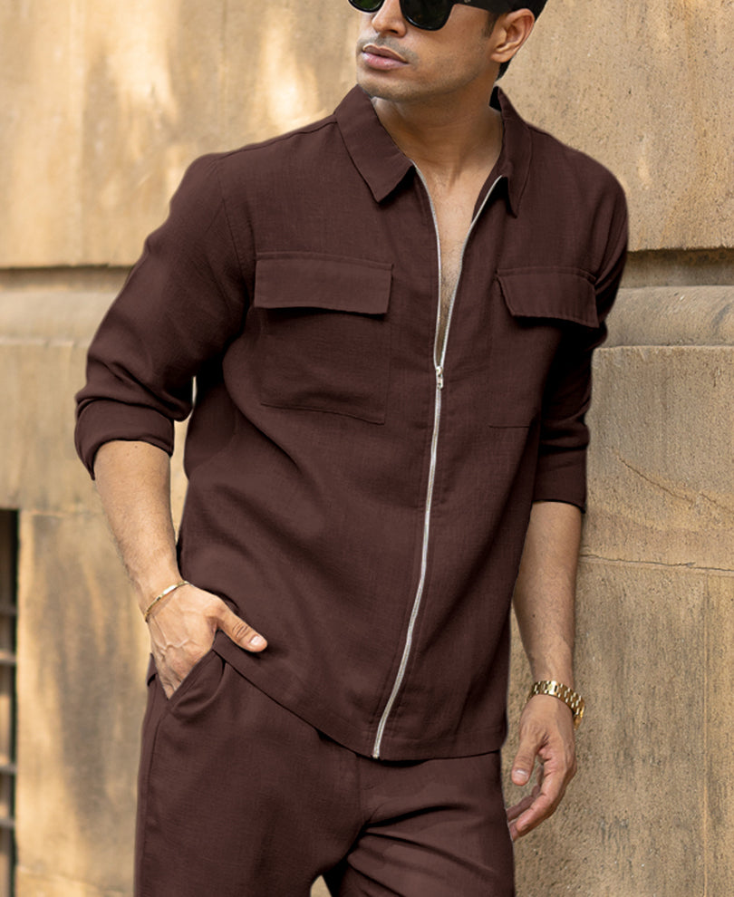 Dark Brown Lightweight Co-Ord Set.