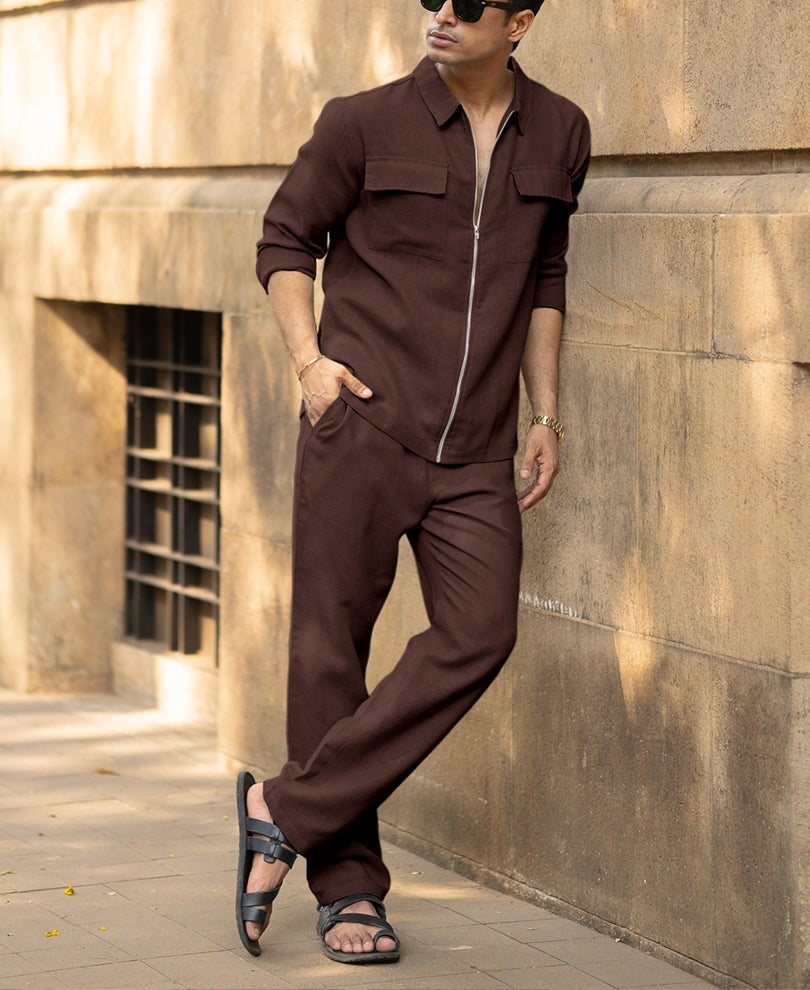 Dark Brown Lightweight Co-Ord Set.
