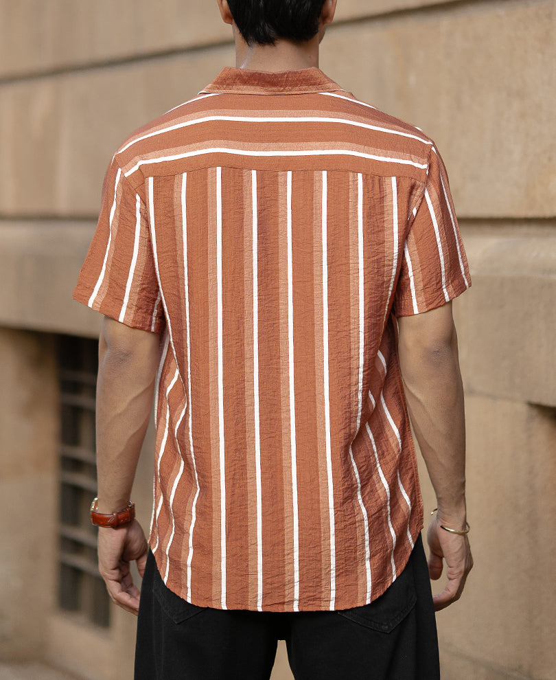 Tan Stripe Flowy Shirt.