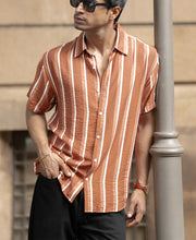 Tan Stripe Flowy Shirt.