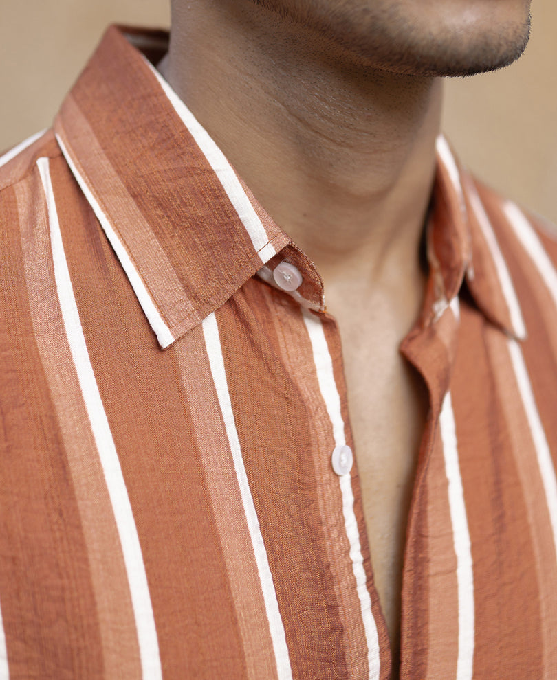 Tan Stripe Flowy Shirt.