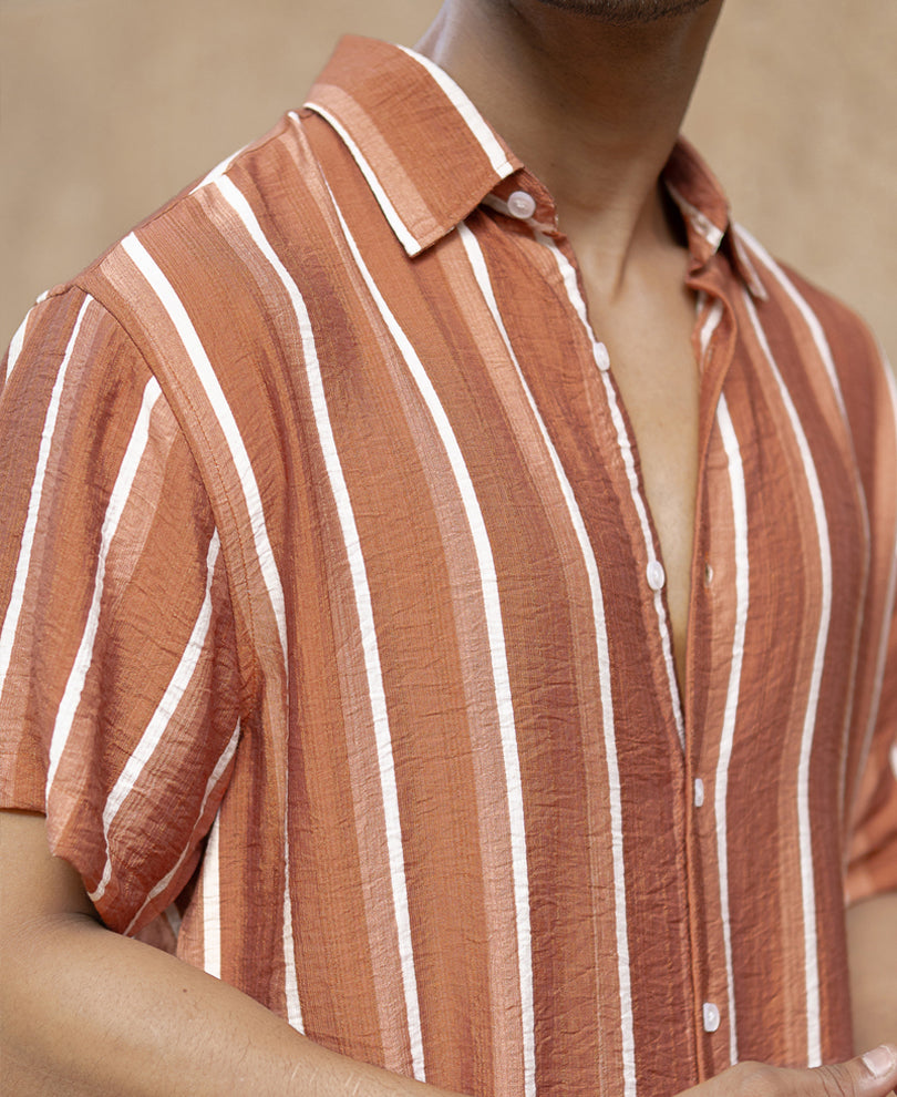 Tan Stripe Flowy Shirt.
