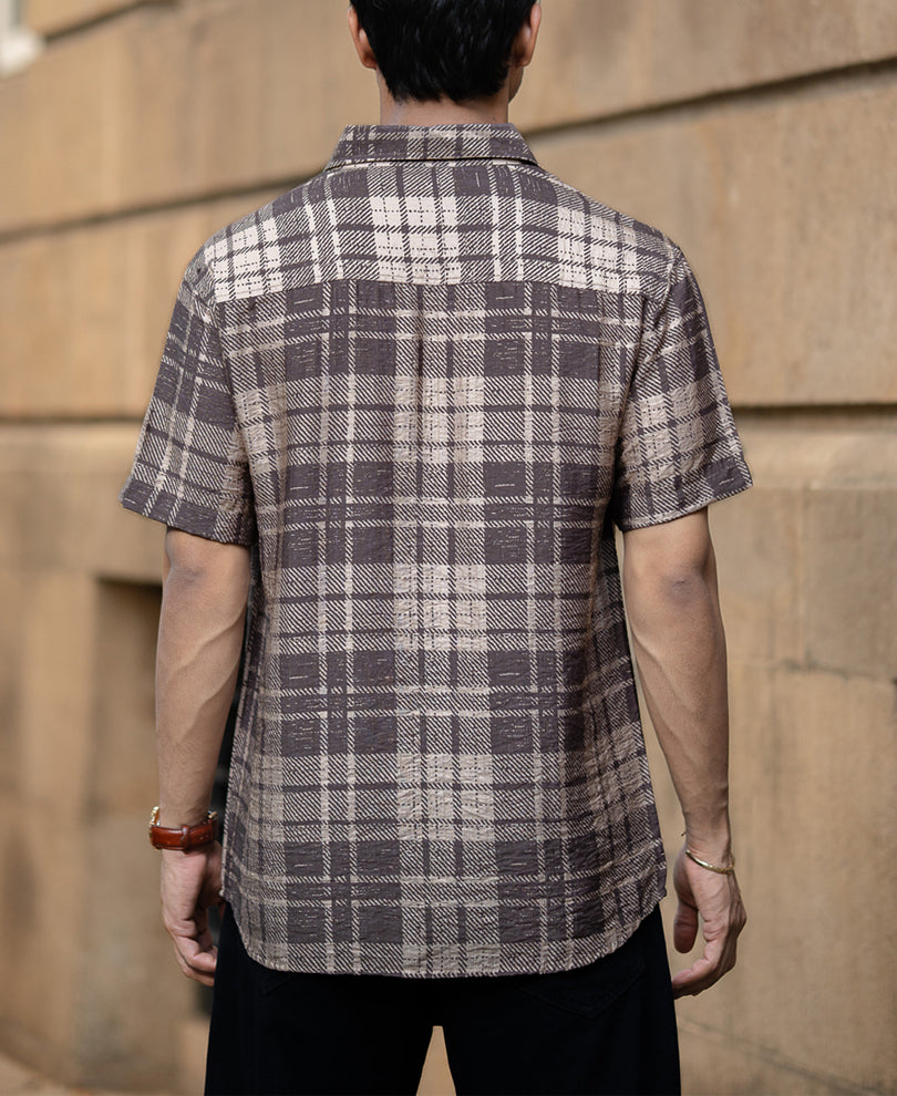Sand Printed Checks Shirt.
