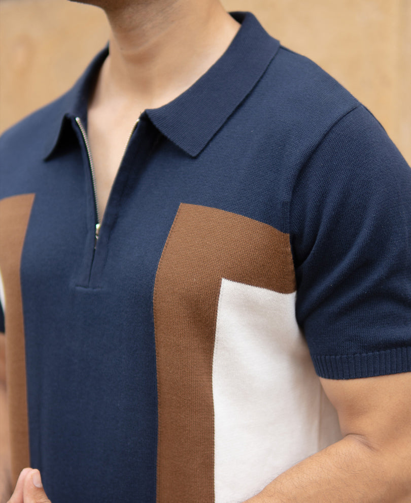 Multicolour Striped Polo T-Shirt.
