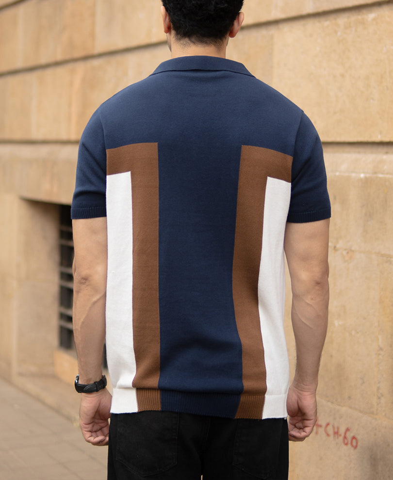 Multicolour Striped Polo T-Shirt.