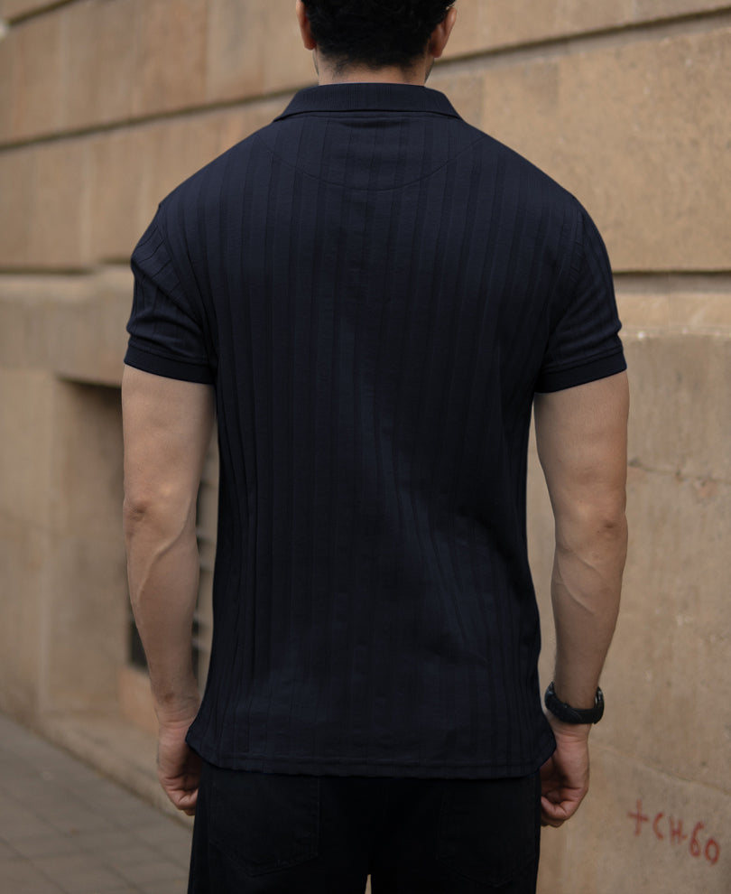 Navy Self Stripe T-Shirt.