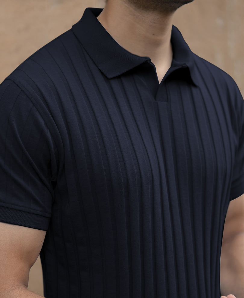 Navy Self Stripe T-Shirt.