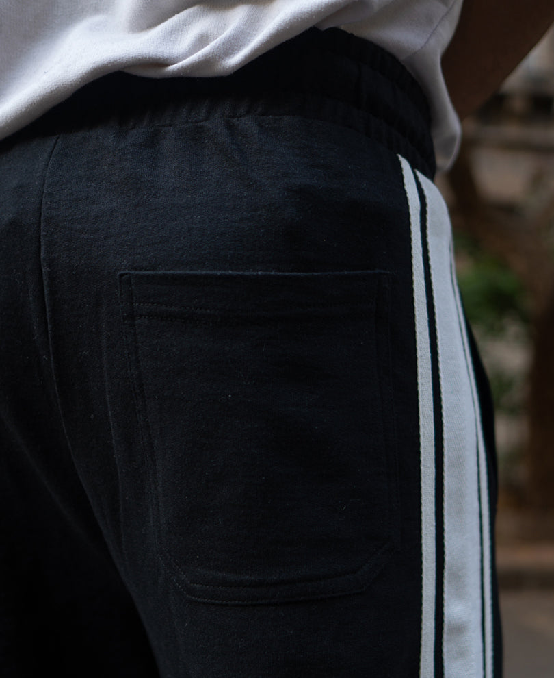 Black Trackpant With Contrast Patch.