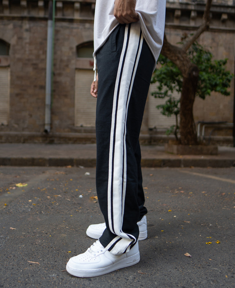 Black Trackpant With Contrast Patch.