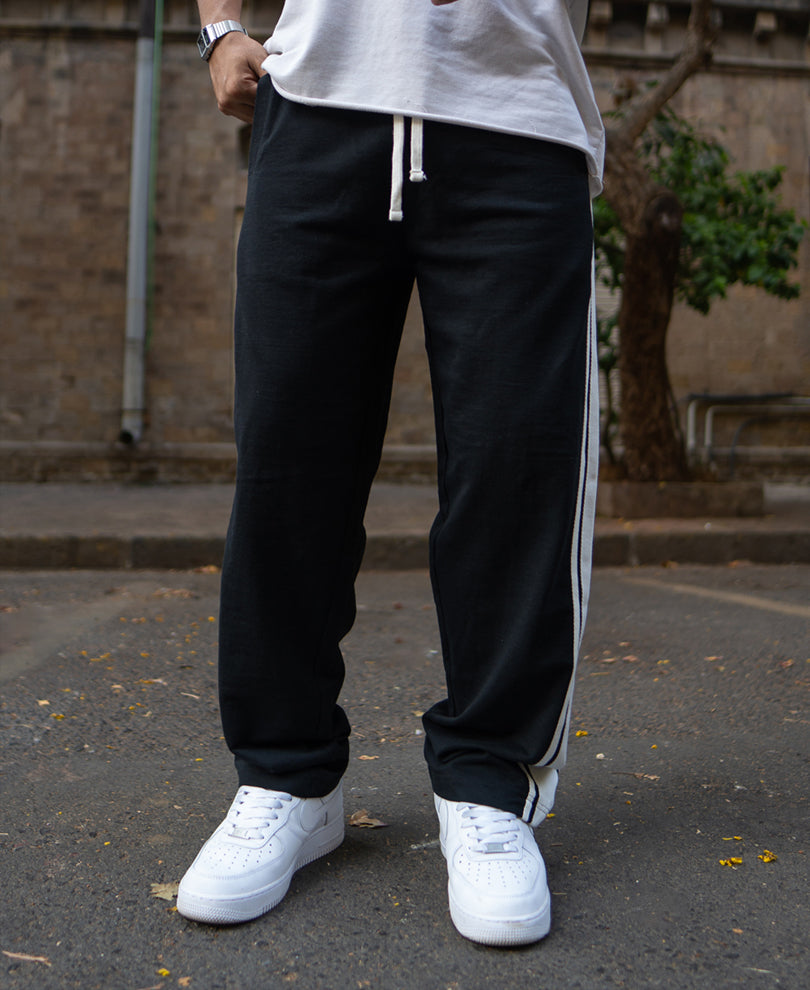 Black Trackpant With Contrast Patch.