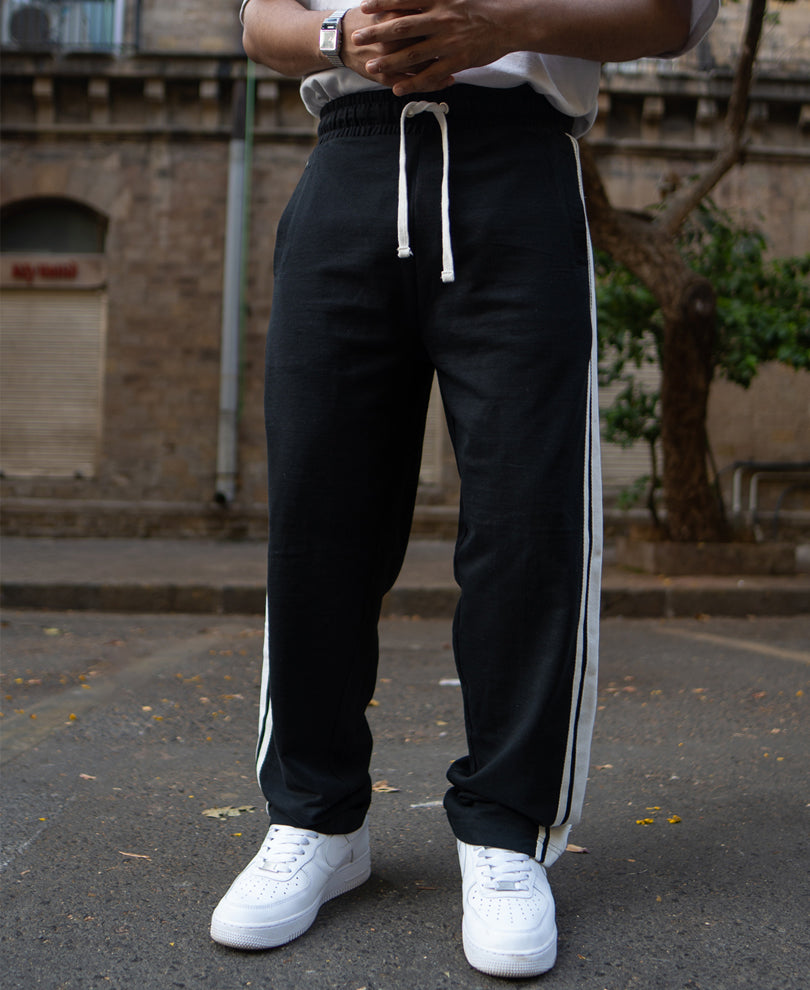 Black Trackpant With Contrast Patch.