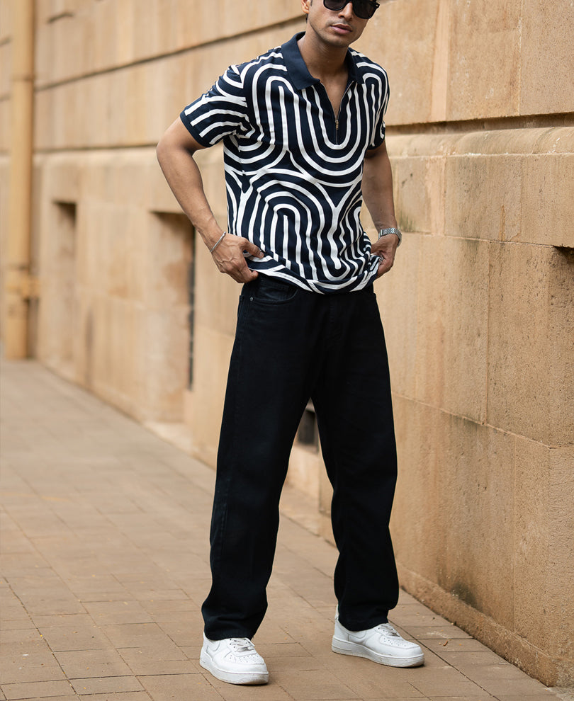 Navy Lightweight Printed T-Shirt.