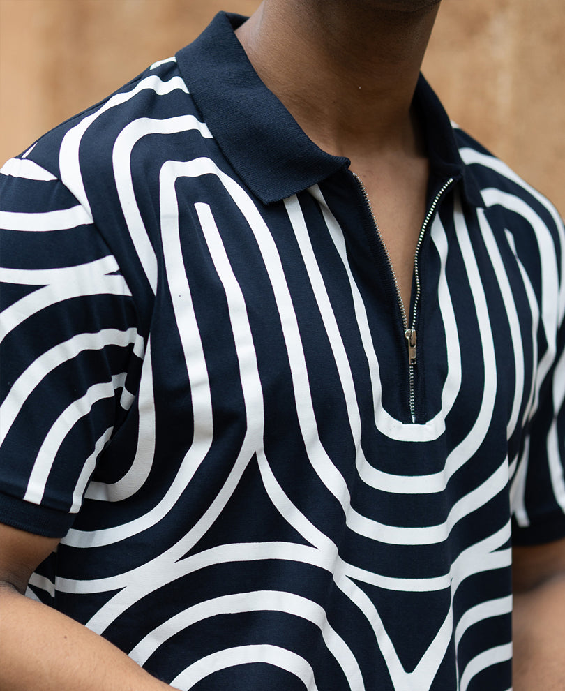 Navy Lightweight Printed T-Shirt.