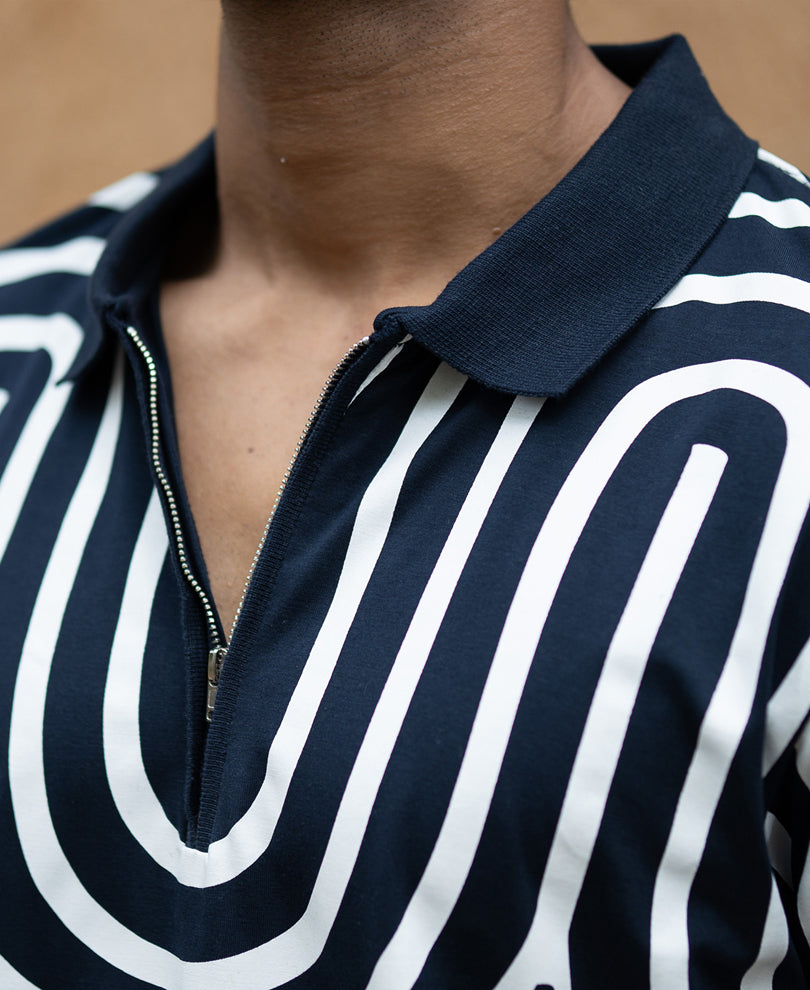 Navy Lightweight Printed T-Shirt.