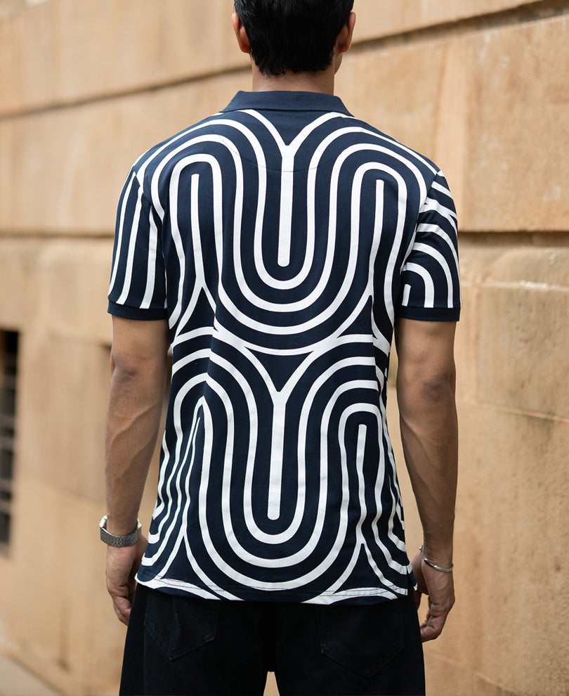 Navy Lightweight Printed T-Shirt.
