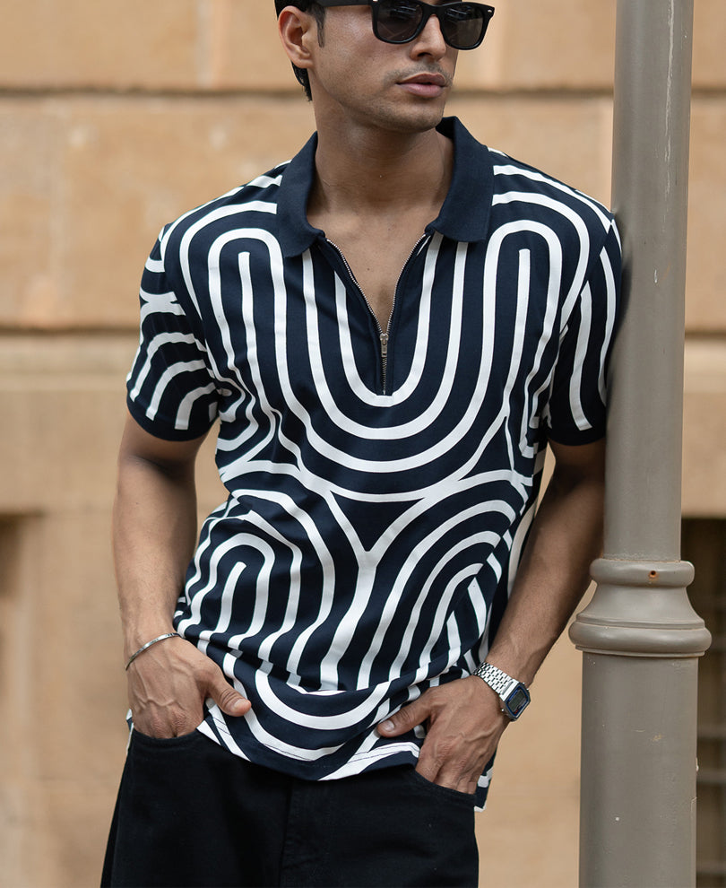 Navy Lightweight Printed T-Shirt.