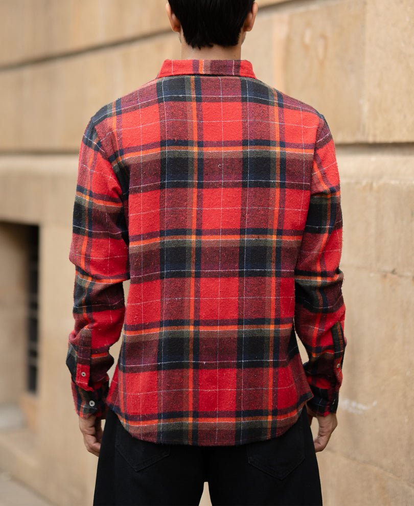 Red Brushed Checks Shirt.
