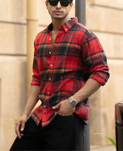 Red Brushed Checks Shirt.